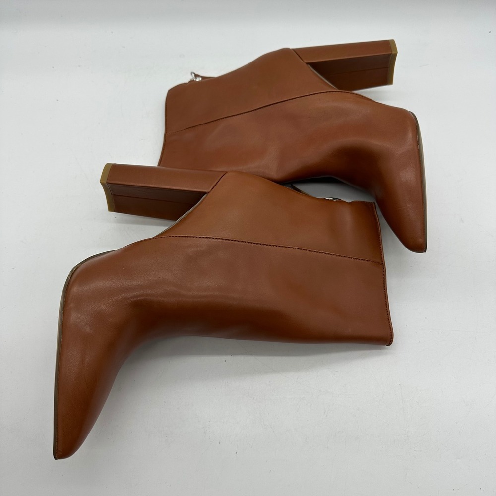 Steve Madden Womens 10 Trista TRIS02S1 Cognac Leather Ankle Block Heel Boots - Picture 9 of 12